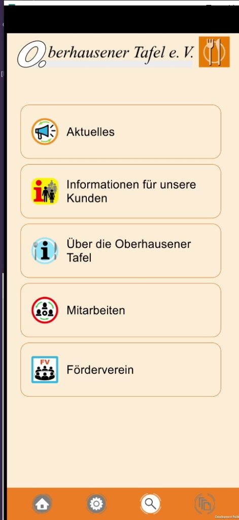 Screenshot der Tafel-App